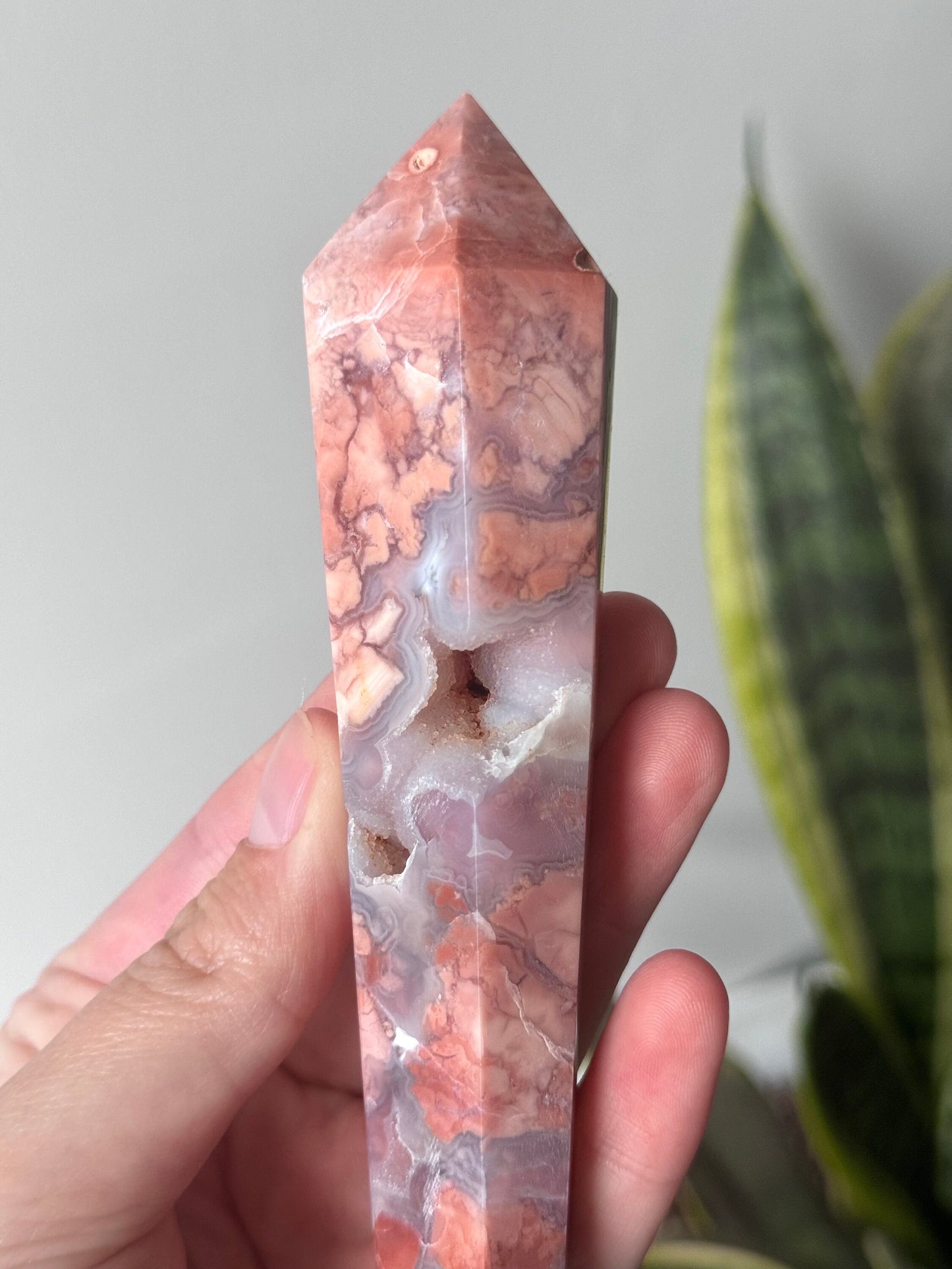 Gorgeous Pink Cotton Candy Agate Wand | Druzy Pink Agate Wand from Mexico