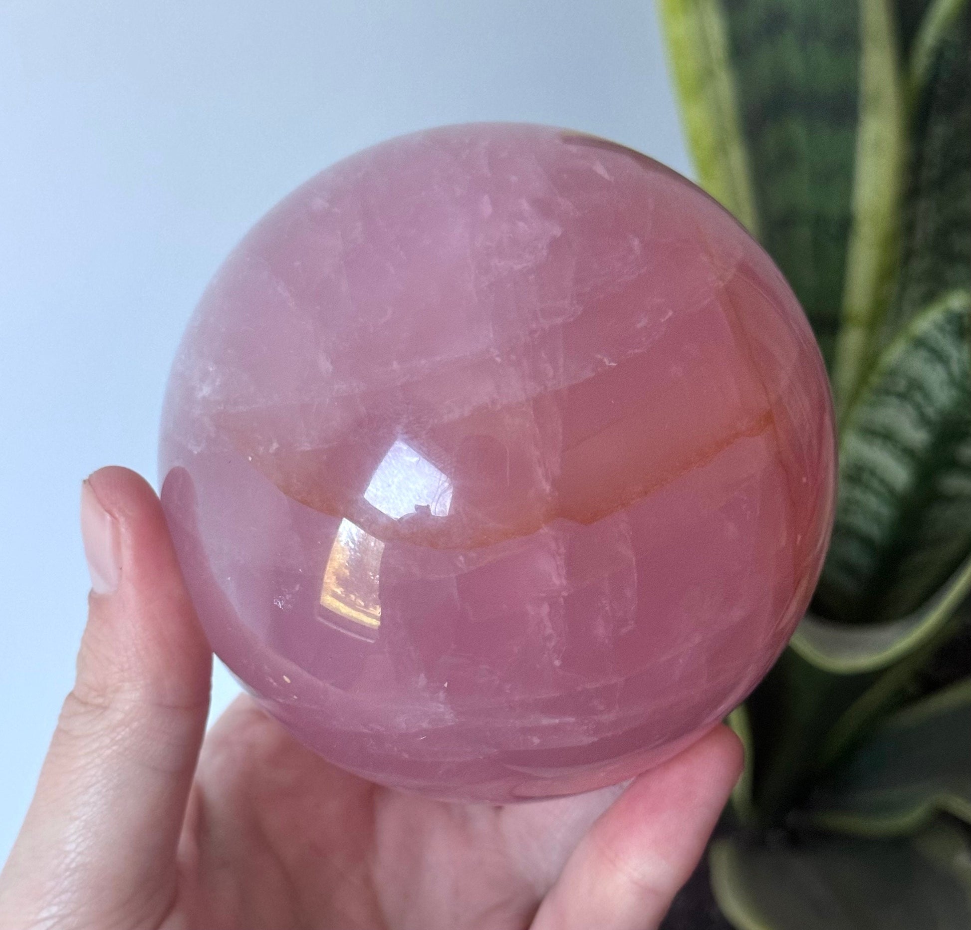 Gorgeous Rose Quartz Sphere with Star Flash | 85mm Rose Quartz Ball with Asterism