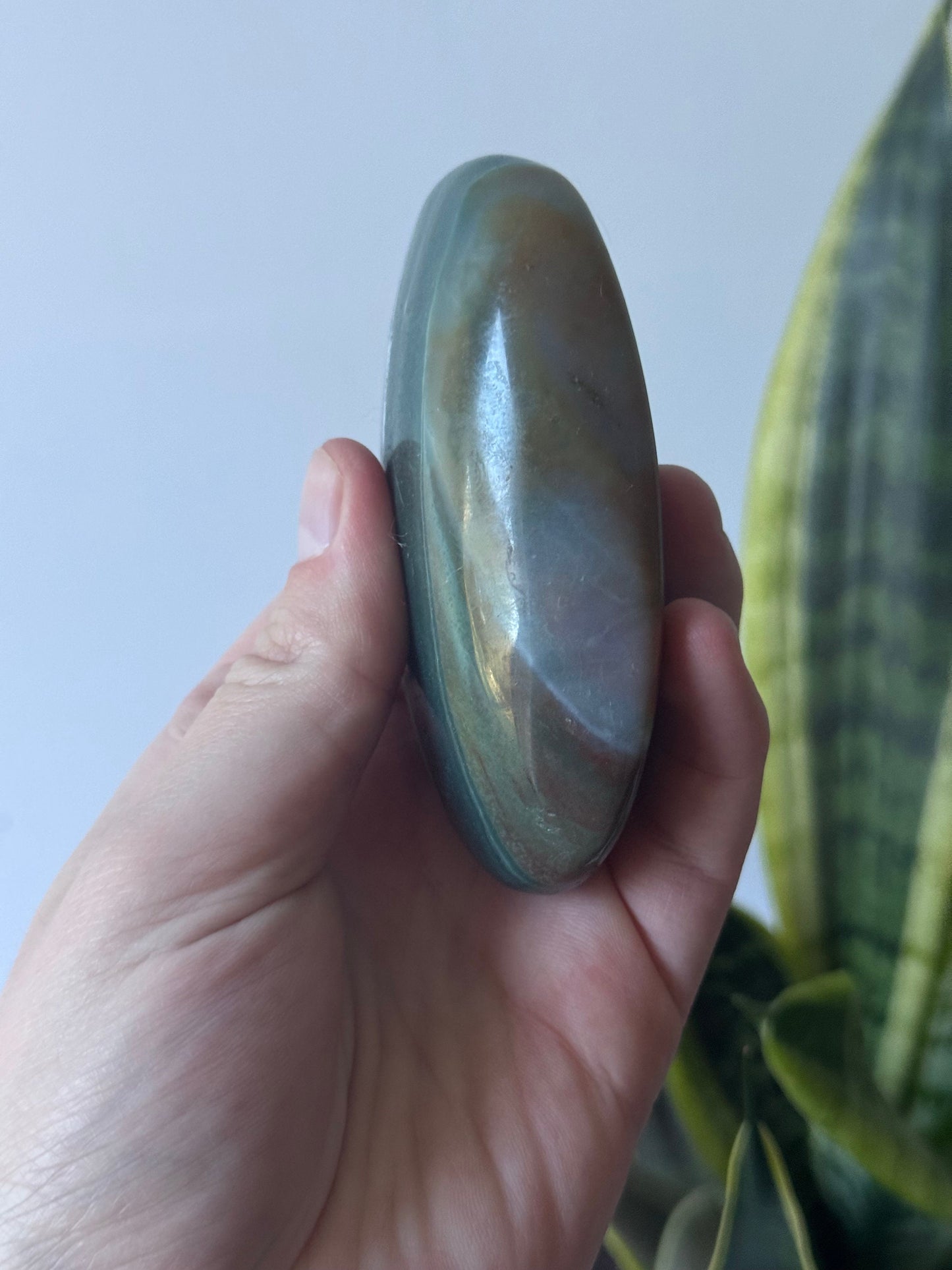 Beautiful Ocean Jasper Palm Stone | Large Veinless Ocean Jasper Palmstone