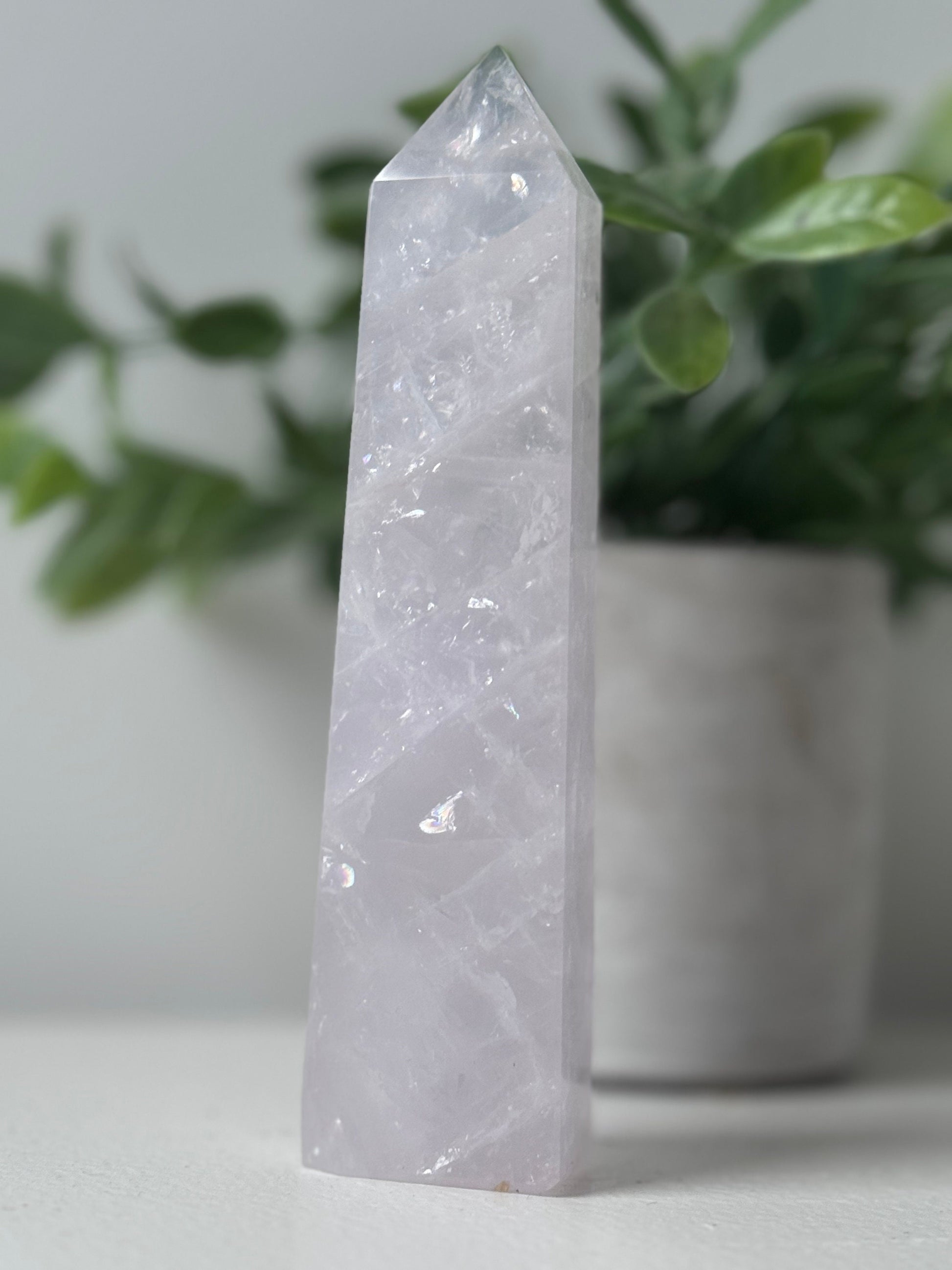 Beautiful Lavender Quartz Obelisk | Lavender Quartz Tower Generator with Rainbows