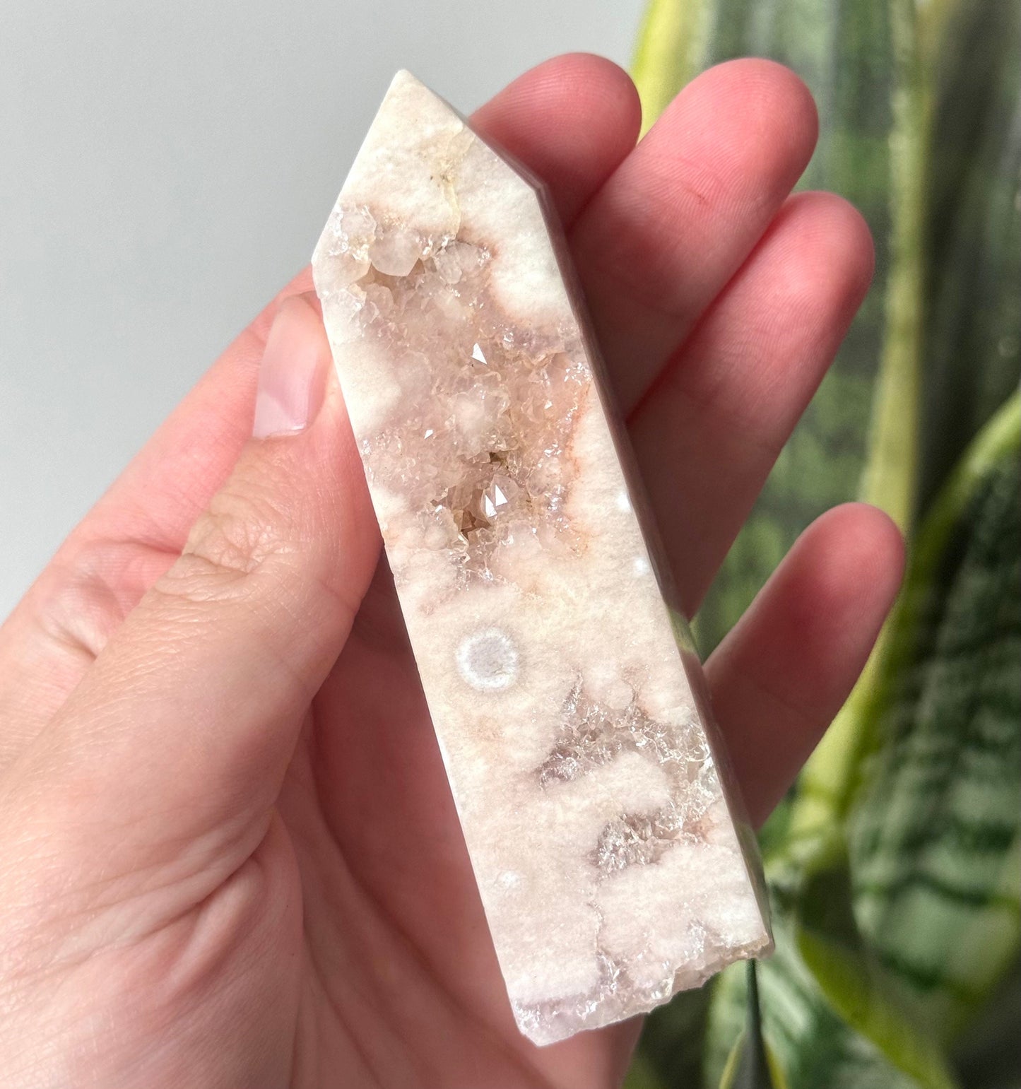 Gorgeous Druzy Pink Amethyst with Flower Agate Obelisk from Brazil | Pink Amethyst Point