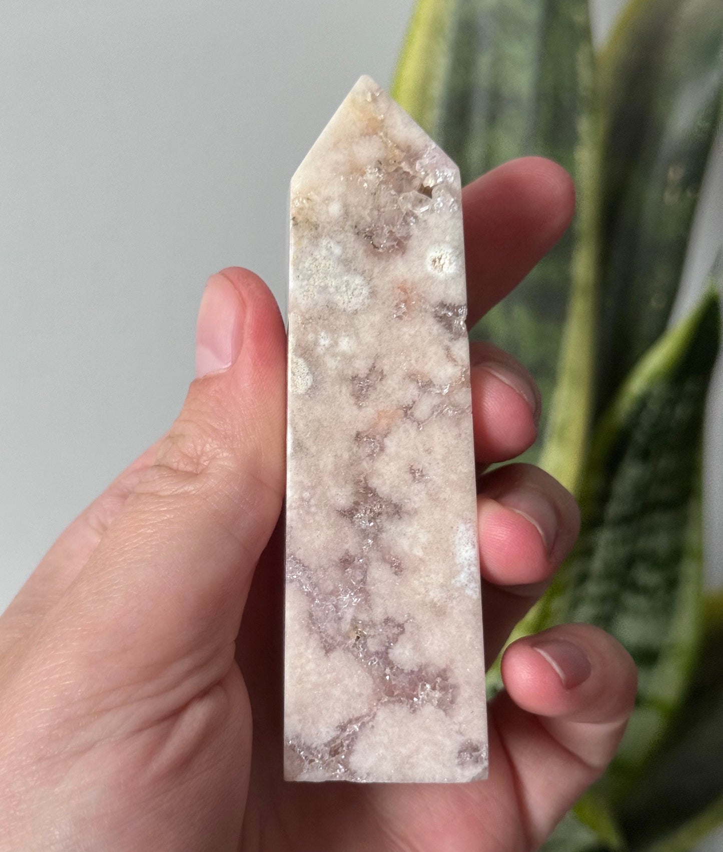 Gorgeous Druzy Pink Amethyst with Flower Agate Obelisk from Brazil | Pink Amethyst Point