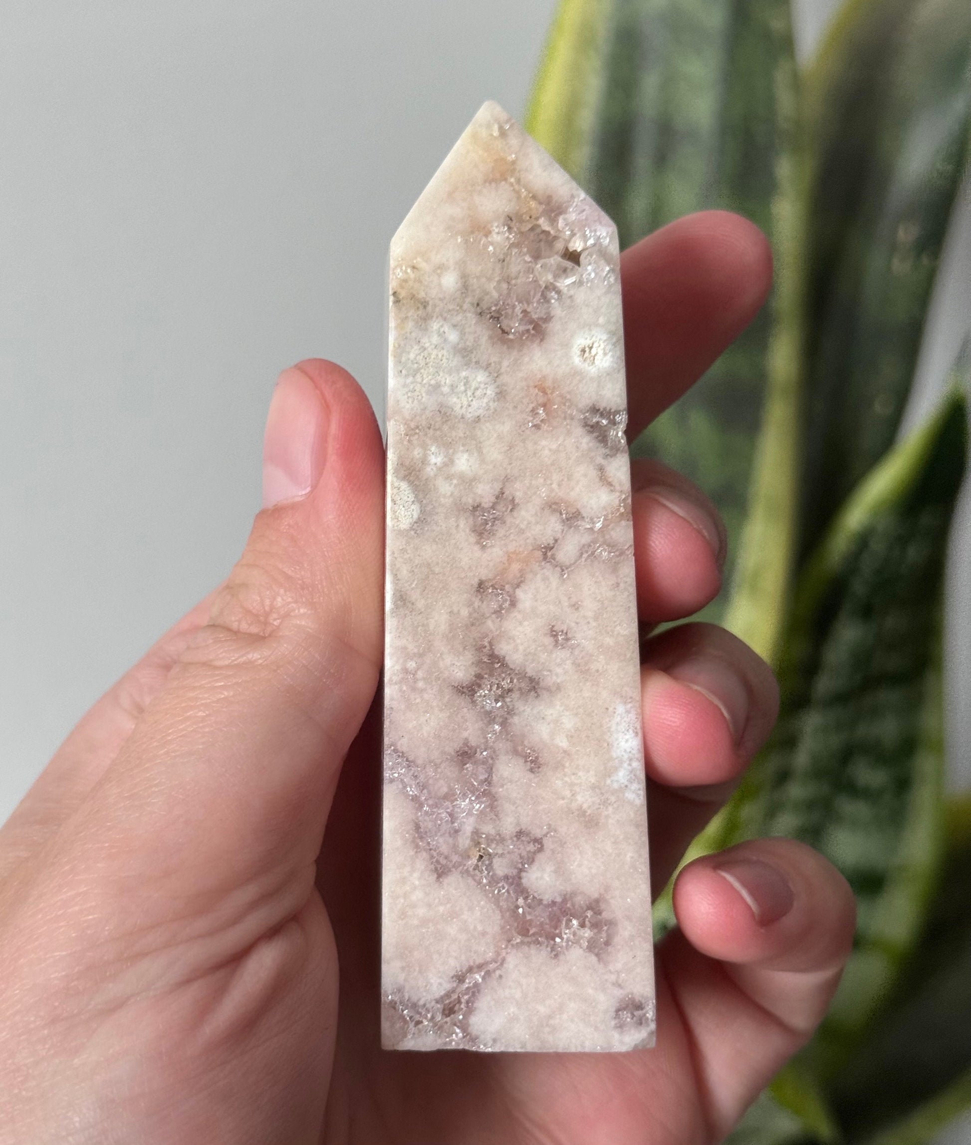Gorgeous Druzy Pink Amethyst with Flower Agate Obelisk from Brazil | Pink Amethyst Point