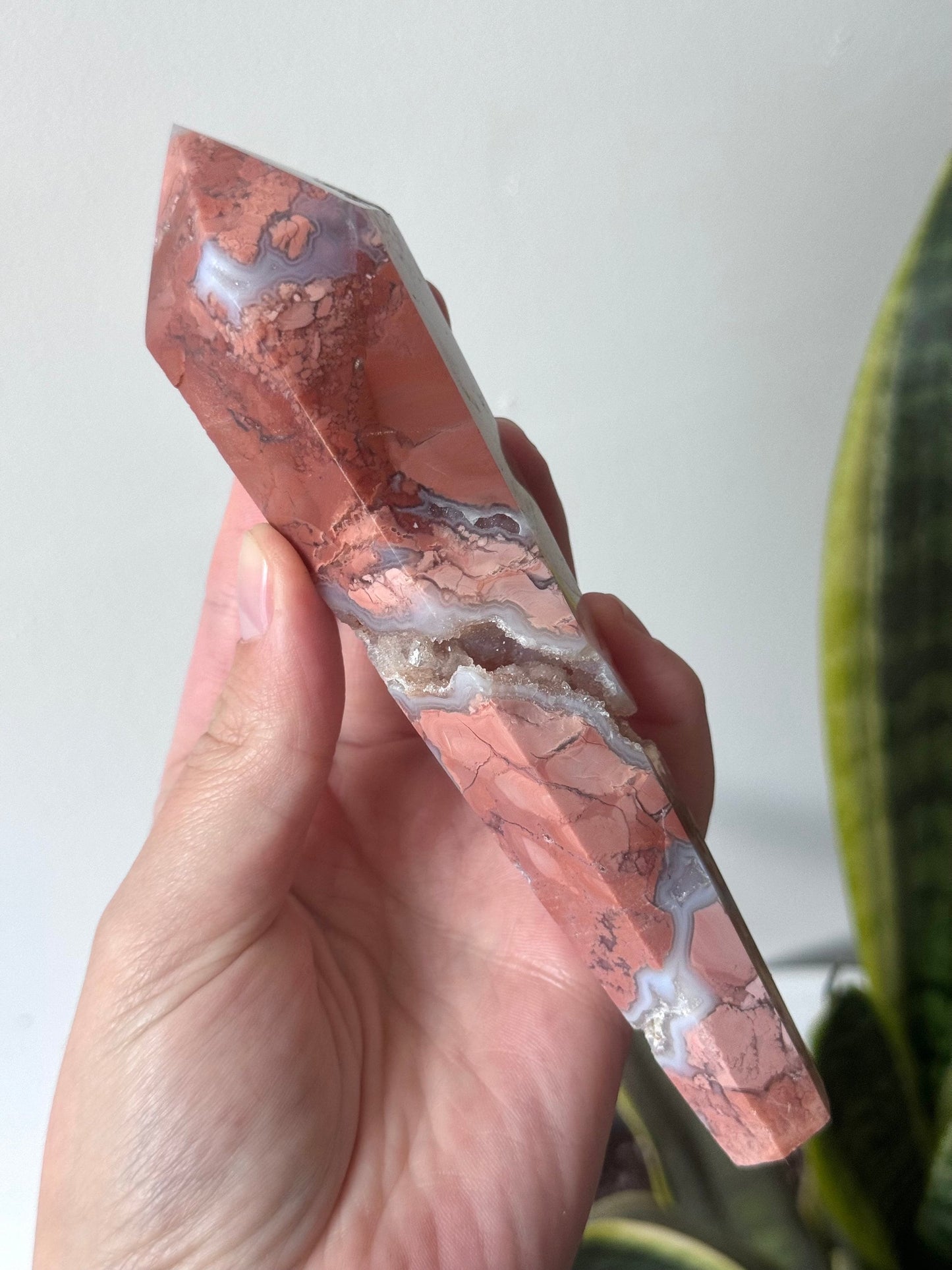 Gorgeous Pink Cotton Candy Agate Wand | Druzy Pink Agate Wand from Mexico