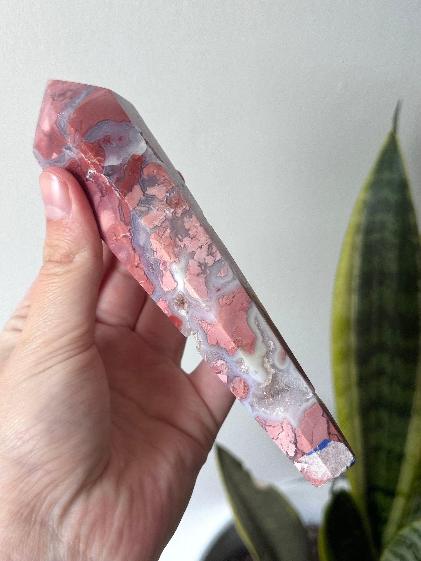 Gorgeous Pink Cotton Candy Agate Wand | Druzy Pink Agate Wand from Mexico