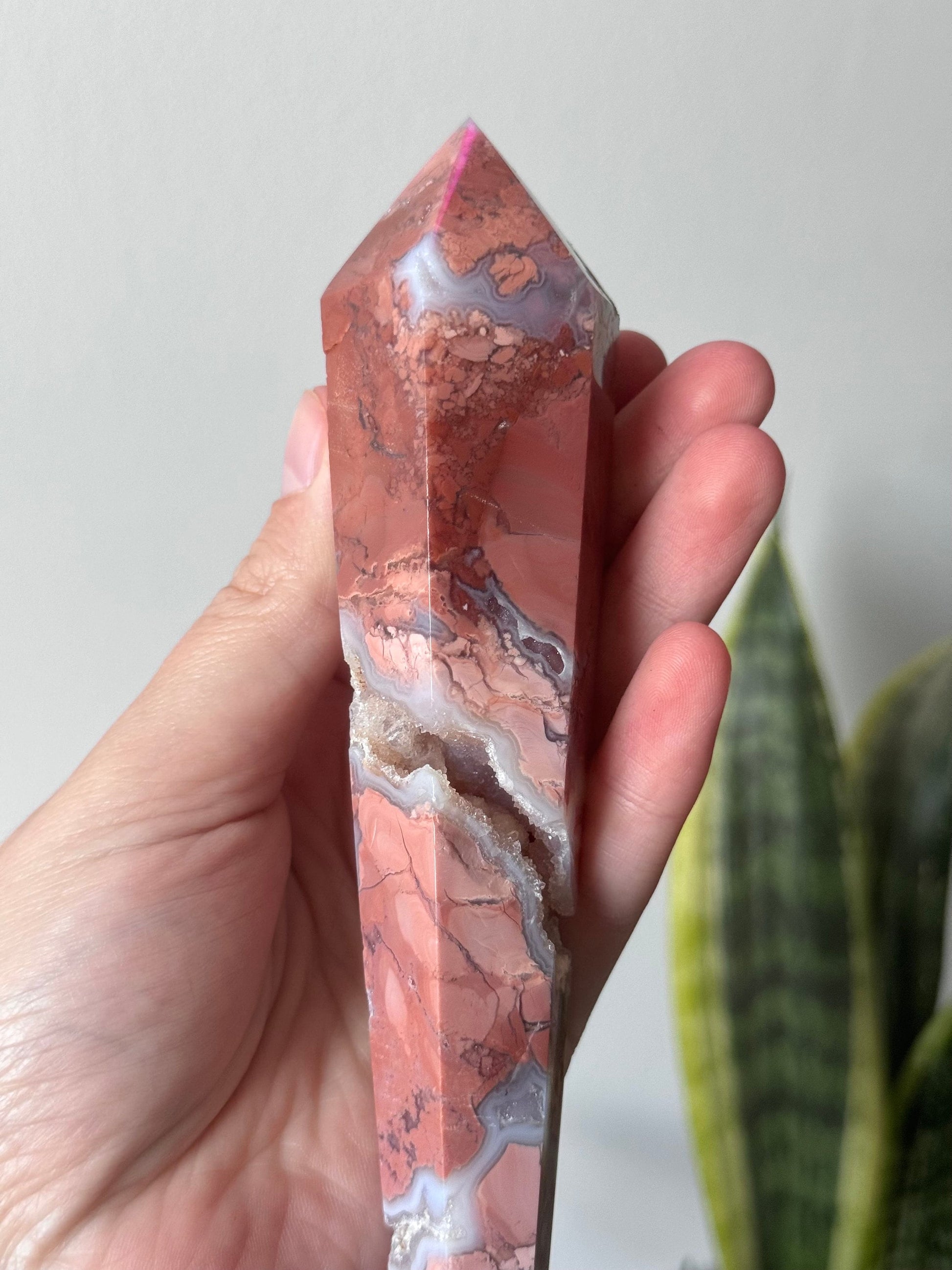 Gorgeous Pink Cotton Candy Agate Wand | Druzy Pink Agate Wand from Mexico