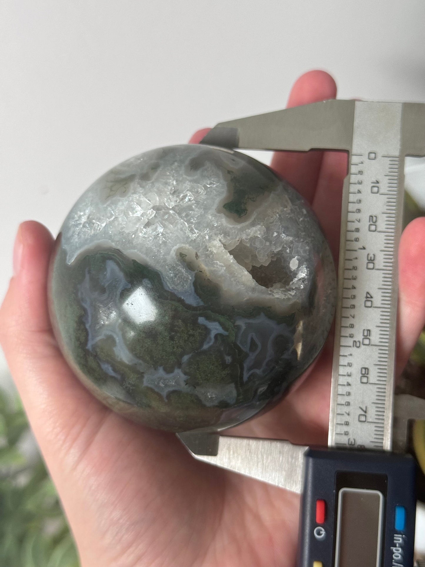 Beautiful Druzy Moss Agate Sphere 76mm | Moss Agate Crystal Ball