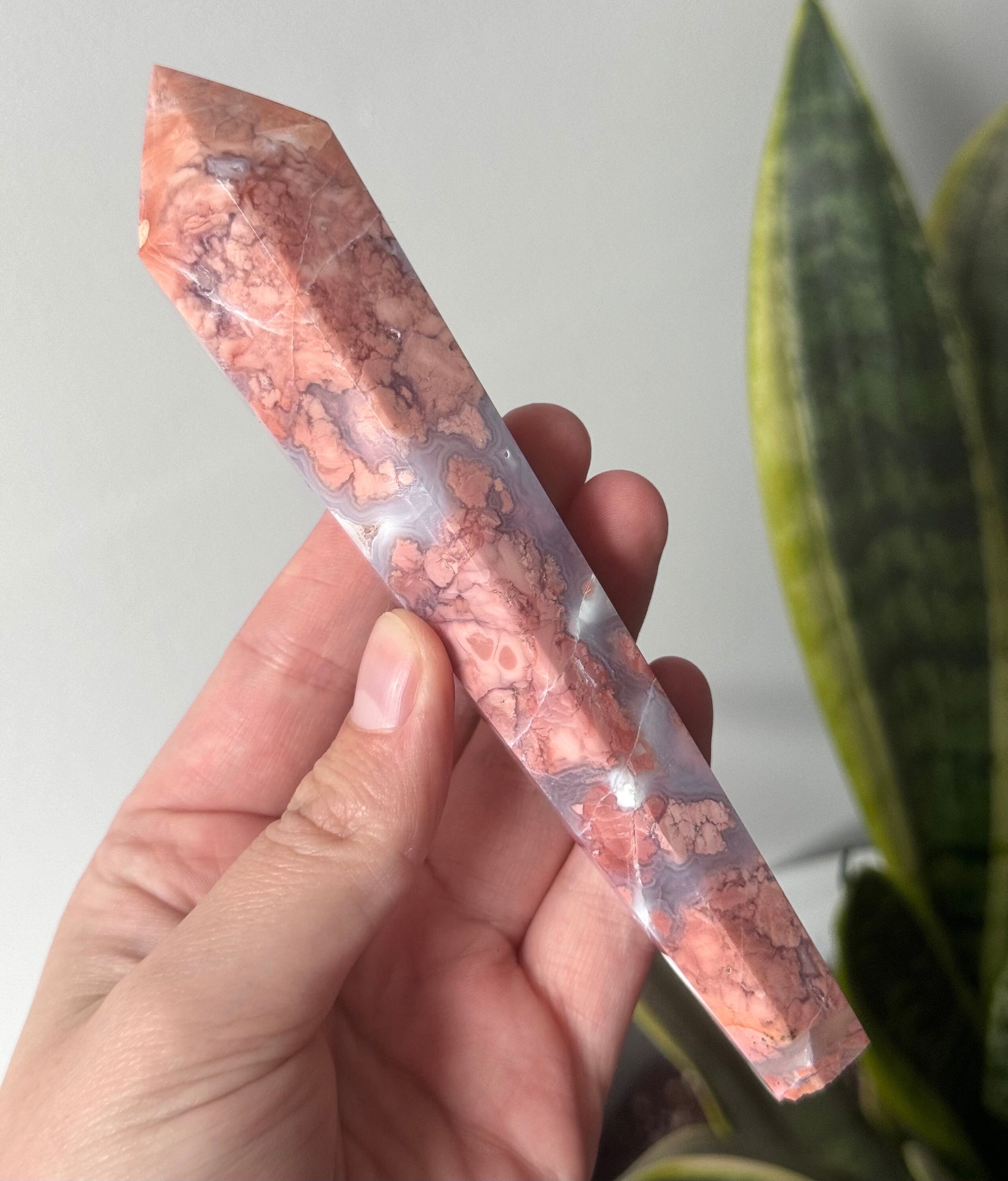 Gorgeous Pink Cotton Candy Agate Wand | Druzy Pink Agate Wand from Mexico