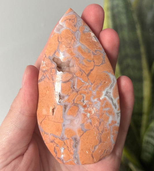 Beautiful Pink Cotton Candy Agate Flame Carving from Mexico | Cotton Candy Agate Freeform