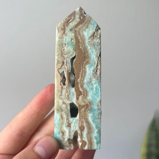 Beautiful Hemimorphite Tower |Blue Aragonite Brown Aragonite White Aragonite Tower
