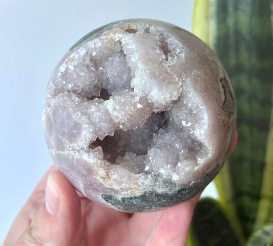 Gorgeous Druzy Pink Amethyst Sphere with Jasper from Brazil | 72mm Pink Amethyst Jasper Crystal Ball