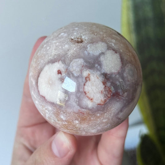 Beautiful Pink Amethyst Sphere with Flower Agate from Brazil | 62mm Pink Flower Amethyst Sphere