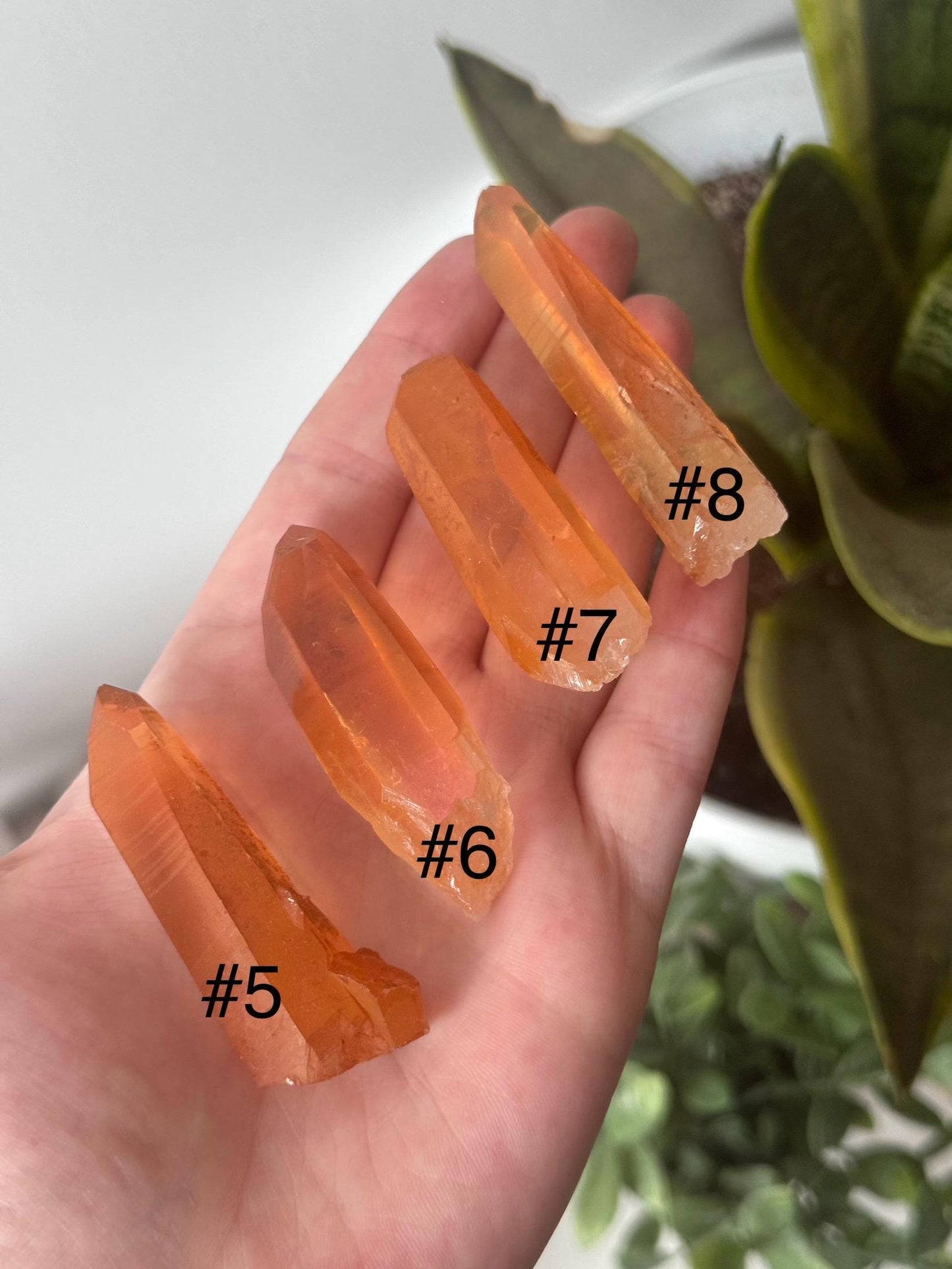 Stunning Tangerine Lemurian Quartz Points from Brazil | Raw Lemurian Tangerine Quartz Points
