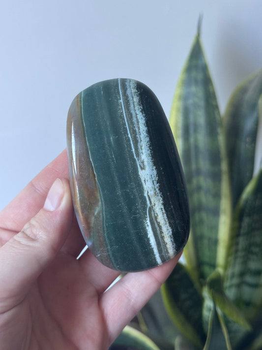 Beautiful Ocean Jasper Palm Stone | Large Veinless Ocean Jasper Palmstone