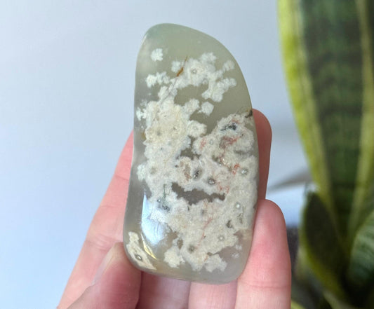 Beautiful Veinless Ocean Jasper Palm Stone from Madagascar