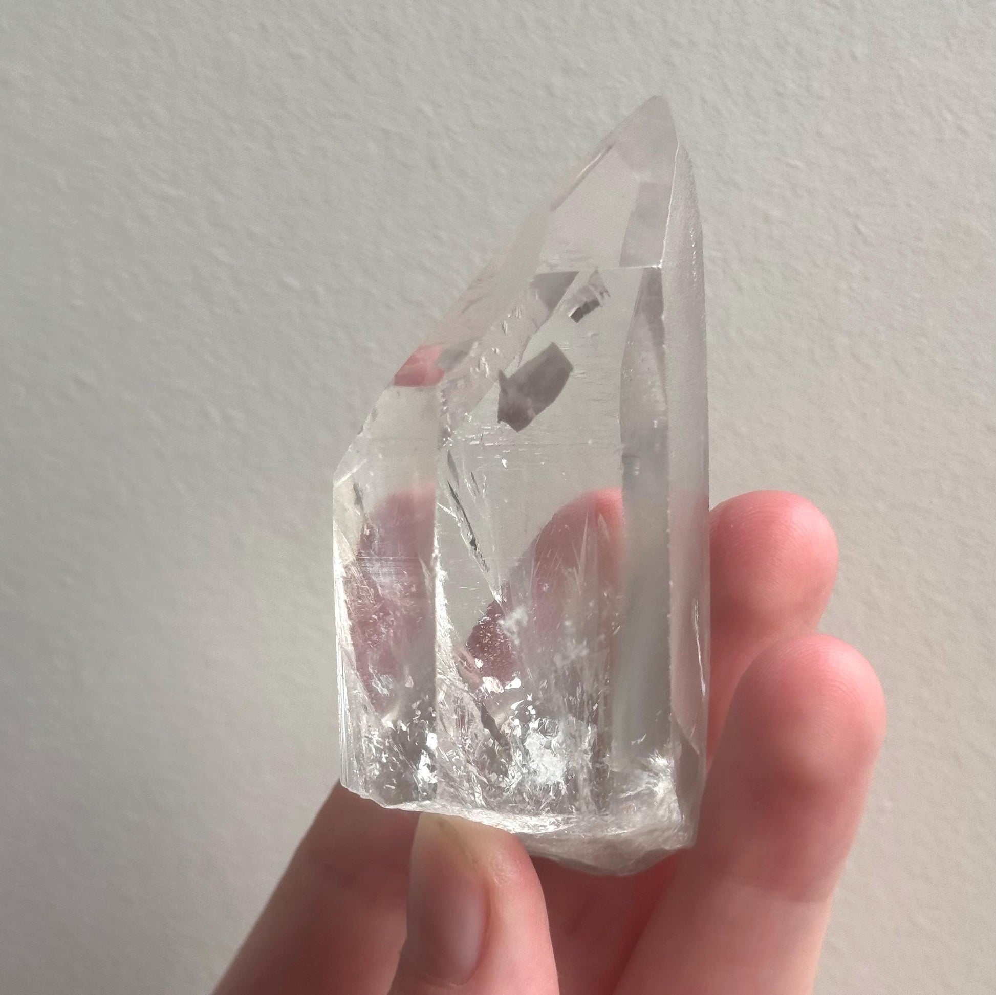 RARE Grey Lithium Lemurian Quartz Point from Brazil | Grey Phantom Inclusion Quartz with Record Keepers