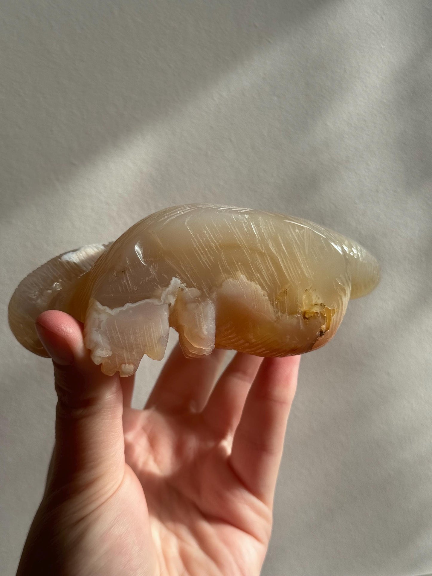 Beautiful Hand Carved Flower Agate Orangatang | Flower Agate Monkey Figurine