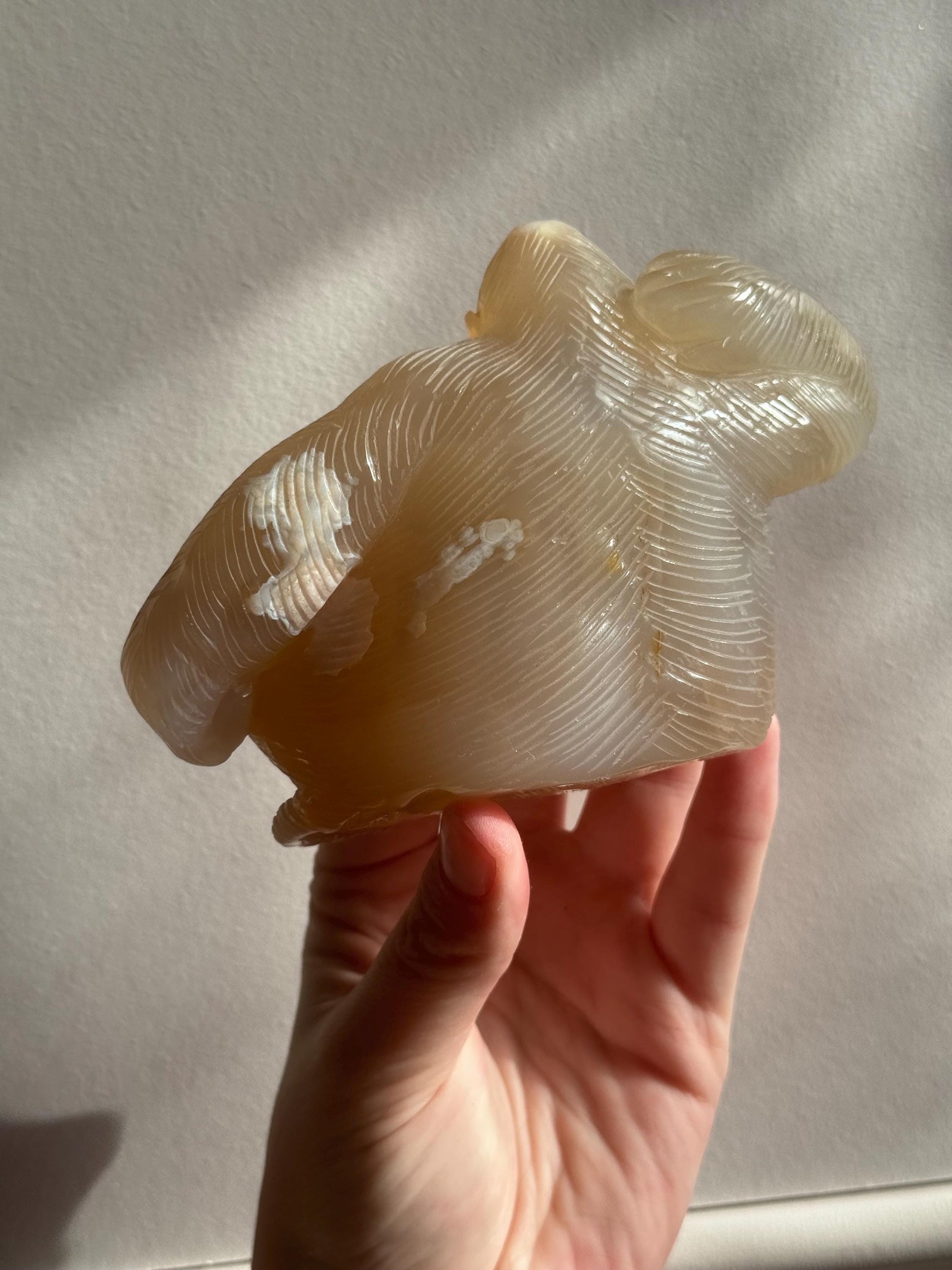 Beautiful Hand Carved Flower Agate Orangatang | Flower Agate Monkey Figurine
