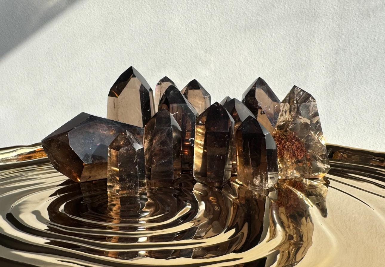High Quality Smoky Citrine Point from Brazil | Dark Honey Citrine Generator
