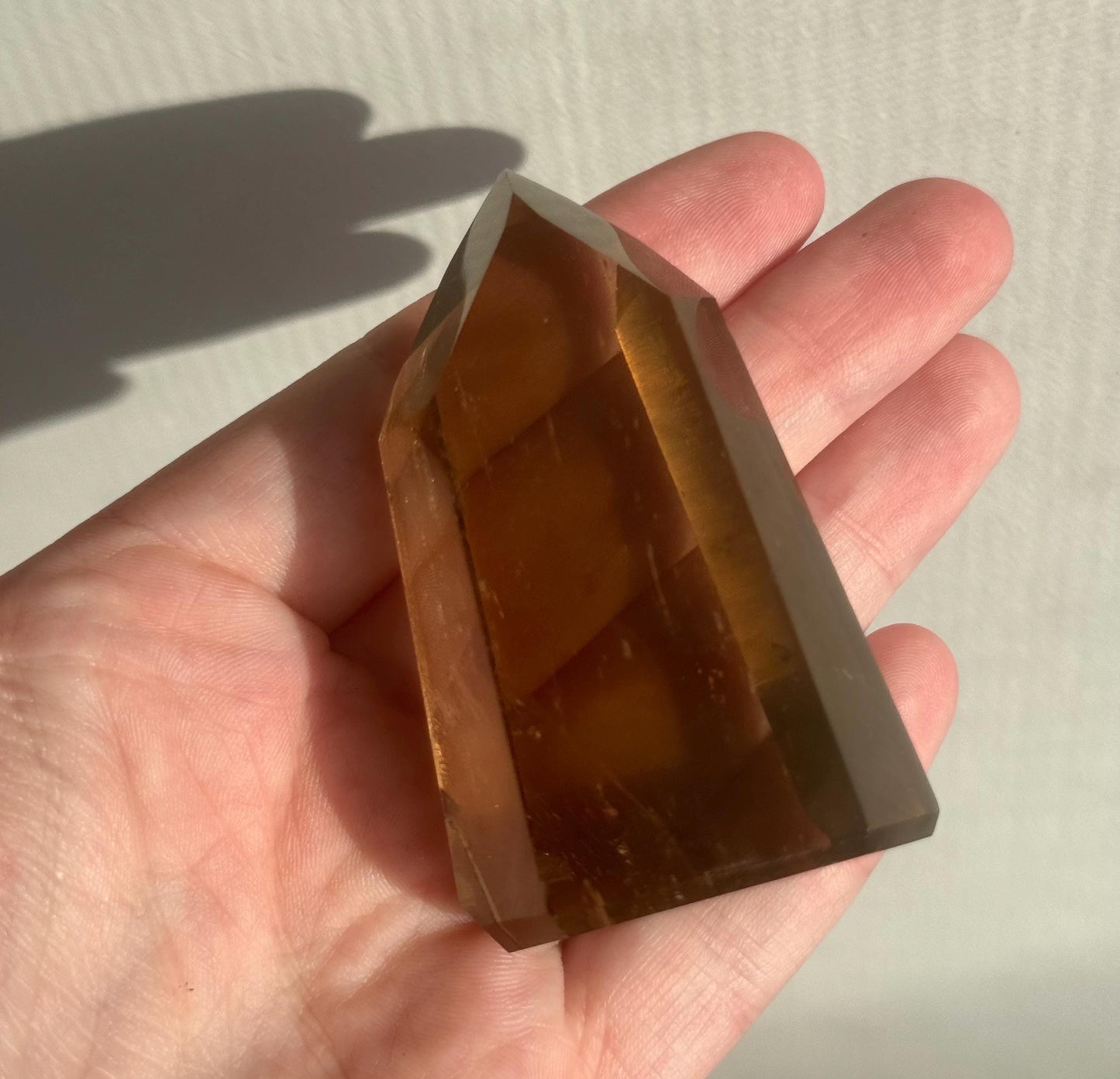 High Quality Smoky Citrine Point from Brazil | Dark Honey Citrine Generator