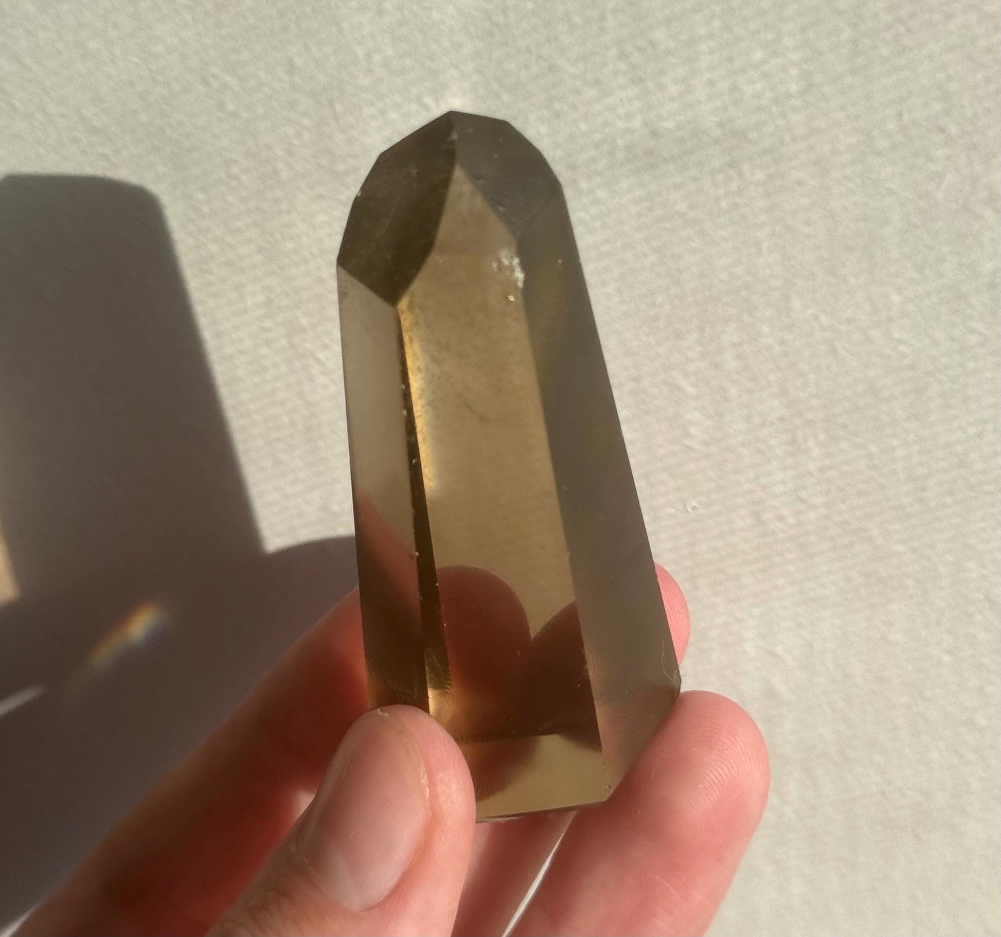 High Quality Smoky Citrine Point from Brazil | Dark Honey Citrine Generator