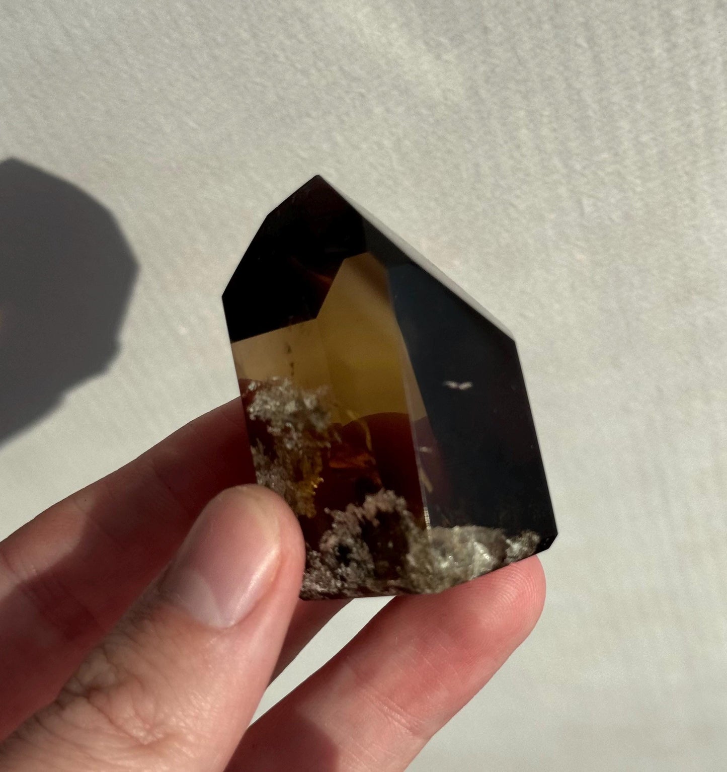 High Quality Smoky Citrine Point from Brazil | Dark Honey Citrine Generator