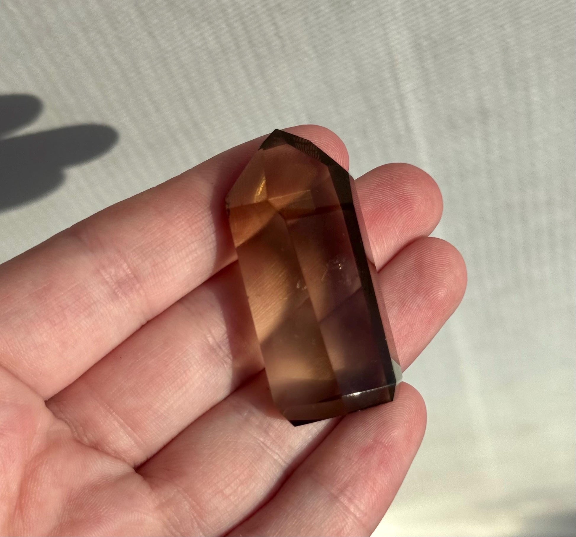 High Quality Smoky Citrine Point from Brazil | Dark Honey Citrine Generator