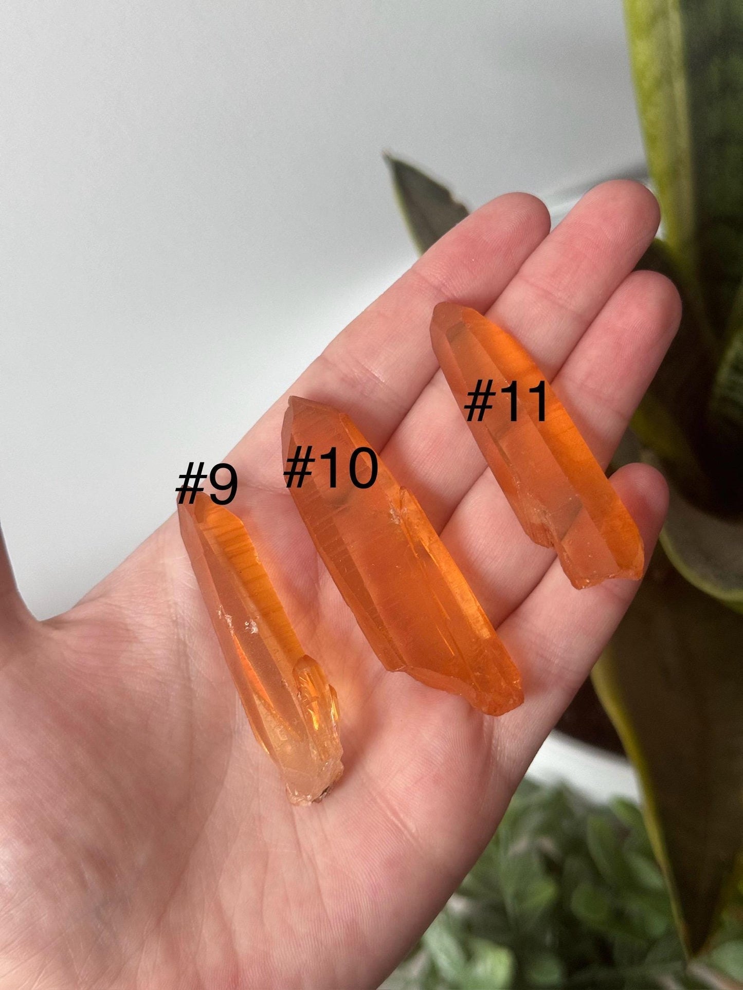 Stunning Tangerine Lemurian Quartz Points from Brazil | Raw Lemurian Tangerine Quartz Points