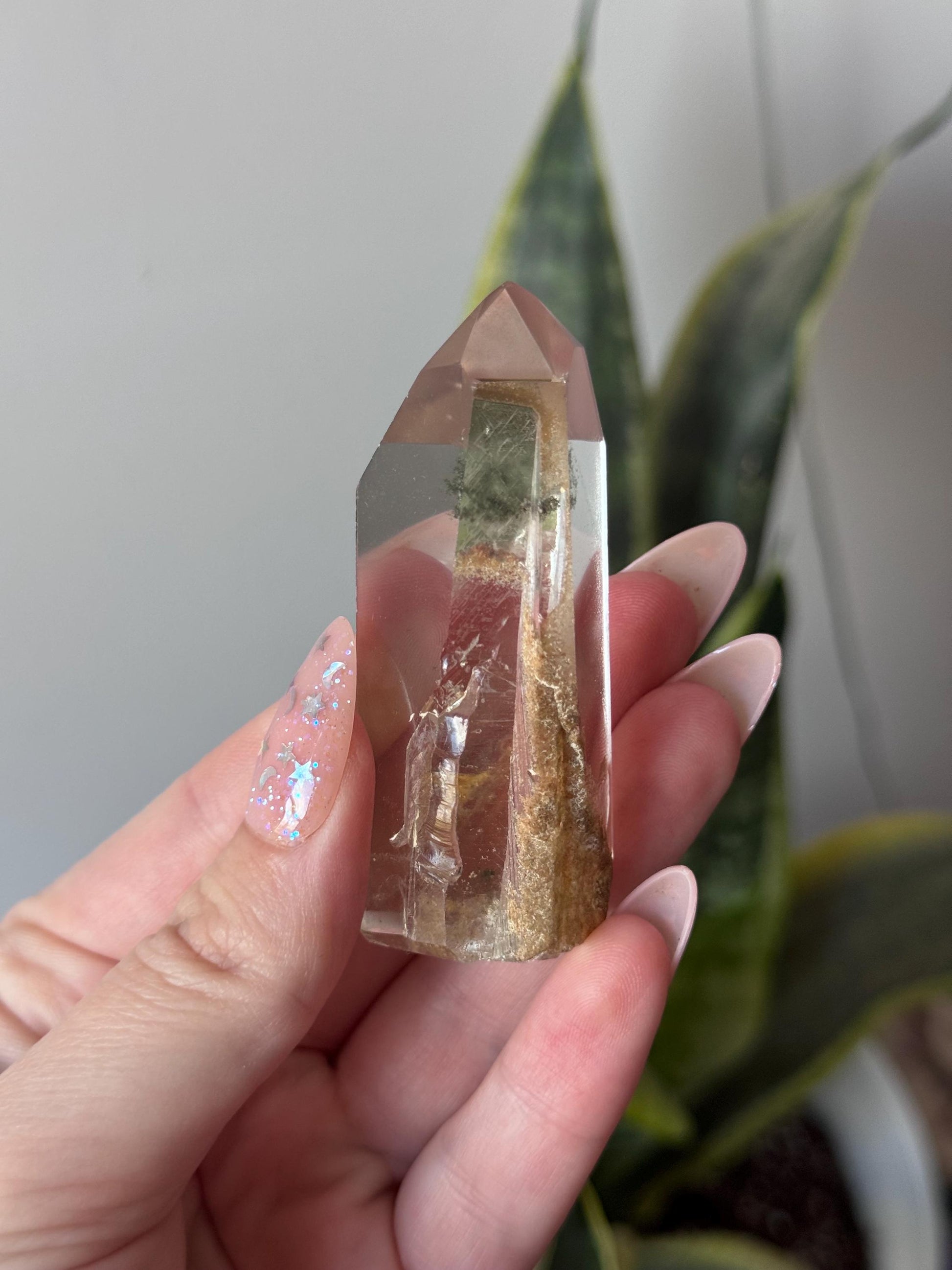 High Quality Garden Quartz Lemurian Point from Brazil | Lodolite Generator with Rainbows AAA