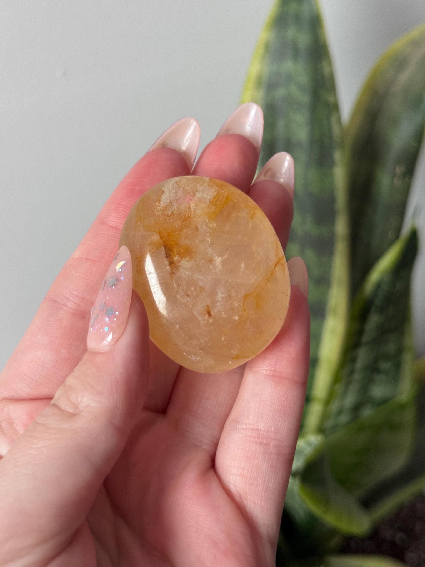 Beautiful Golden Healer Palm Stones | Hematoid in Quartz Palmstone