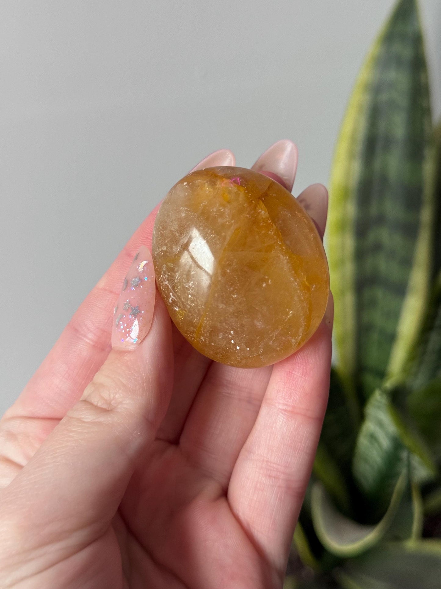 Beautiful Golden Healer Palm Stones | Hematoid in Quartz Palmstone