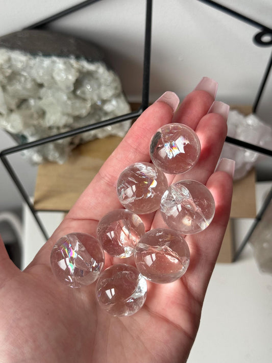 Gorgeous Rainbow Clear Quartz Mini Spheres 25mm | Guaranteed Rainbows