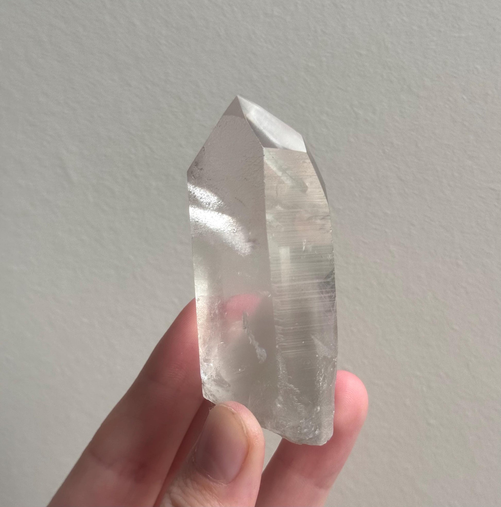 RARE Grey Lithium Lemurian Quartz Point from Brazil | Grey Phantom Inclusion Quartz with Record Keepers