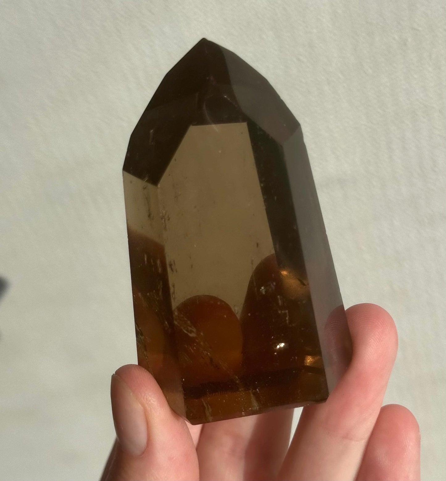 High Quality Smoky Citrine Point from Brazil | Dark Honey Citrine Generator