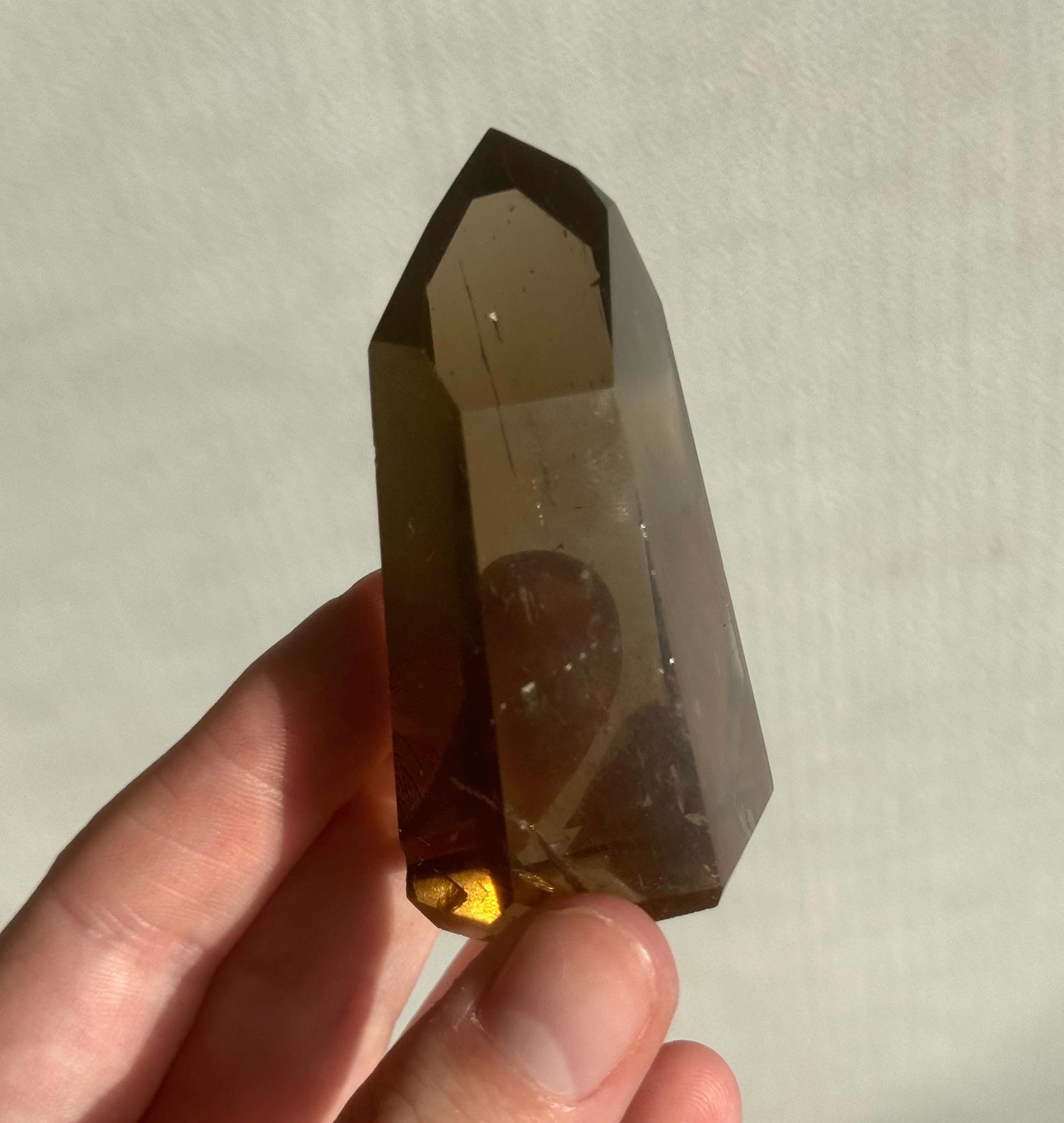 High Quality Smoky Citrine Point from Brazil | Dark Honey Citrine Generator