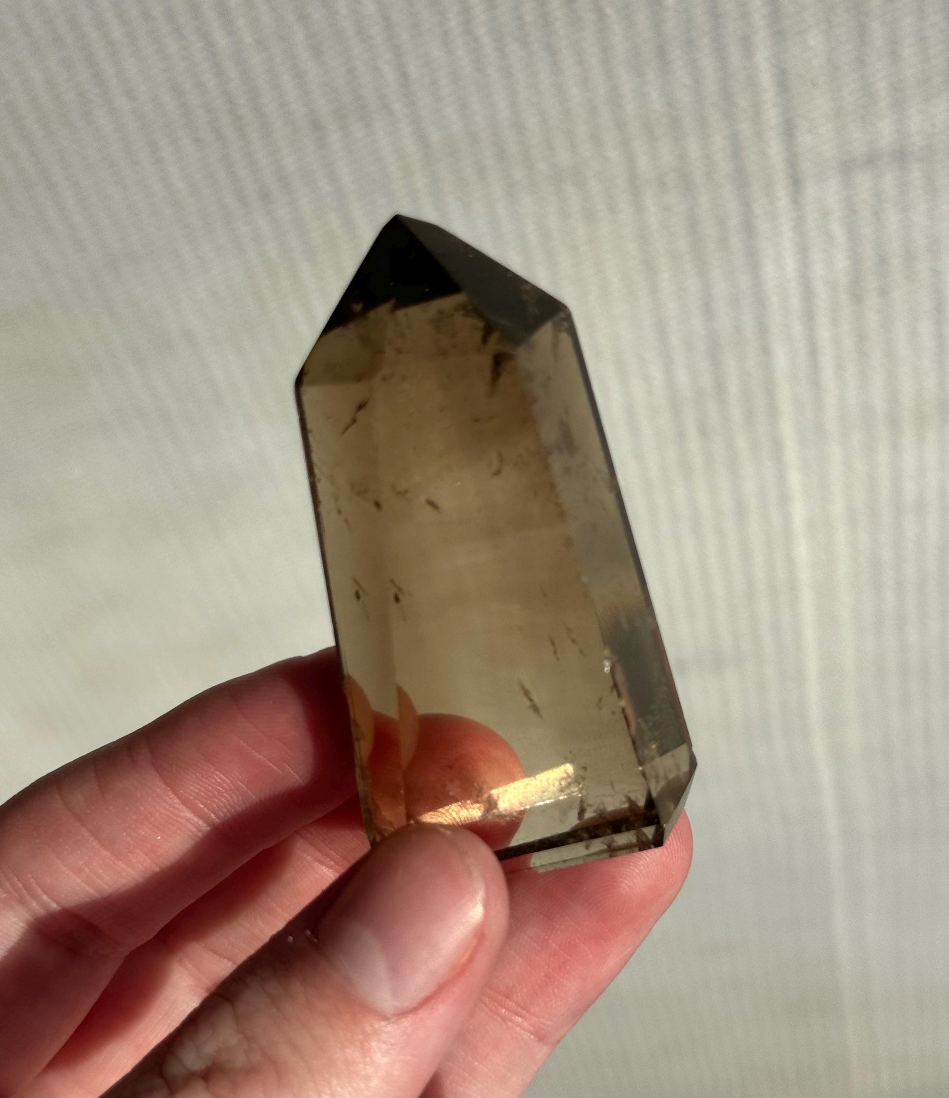 High Quality Smoky Citrine Point from Brazil | Dark Honey Citrine Generator