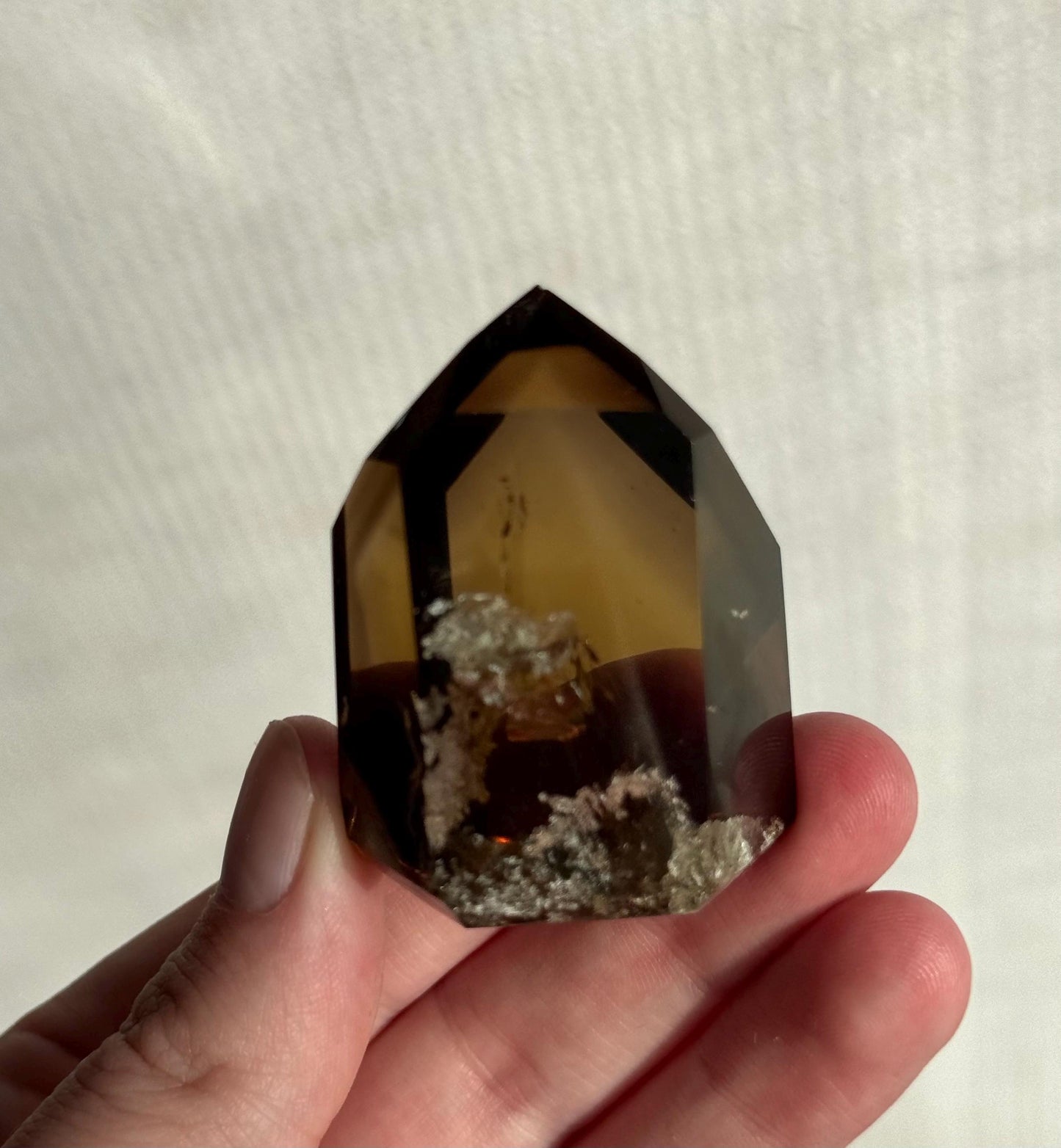 High Quality Smoky Citrine Point from Brazil | Dark Honey Citrine Generator