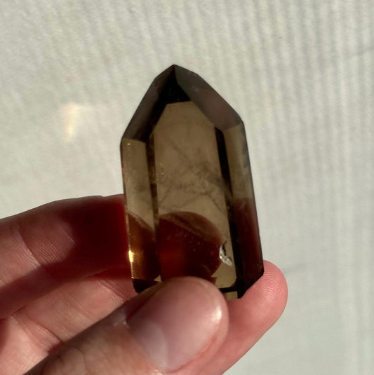 High Quality Smoky Citrine Point from Brazil | Dark Honey Citrine Generator