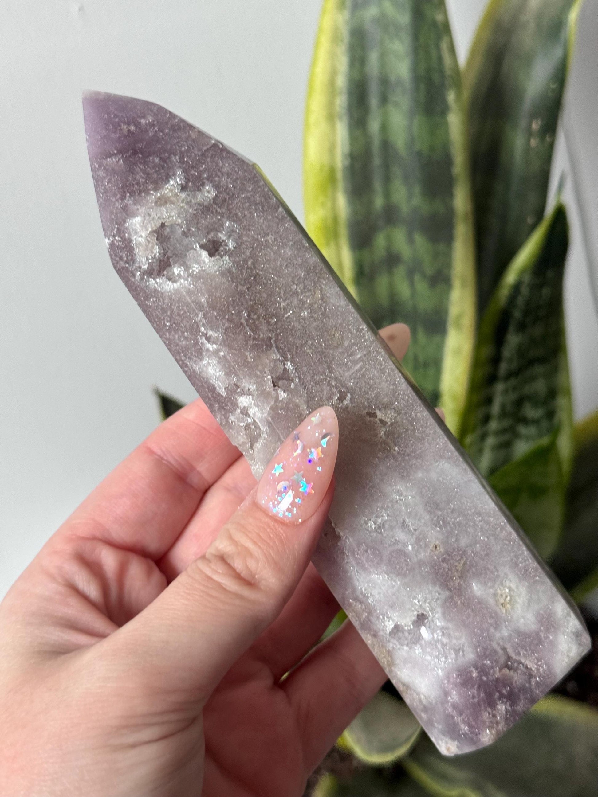 Lavender Pink Amethyst Tower with Druzy | Lilac Pink Amethyst 6” Tall Obelisk