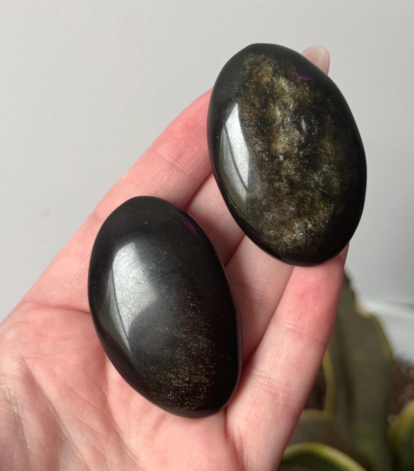 Gorgeous Golden Sheen Obsidian Palm Stones | (You Choose) Gold Sheen Obsidian