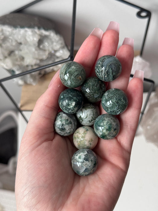 Beautiful Moss Agate Mini Sphere | Intuitively chosen 20mm Moss Agate Small Sphere