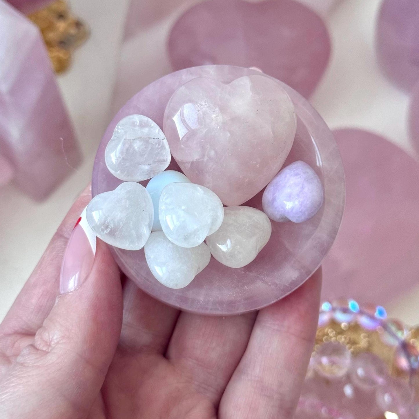 Beautiful Rose Quartz Trinket Dish | Small Rose Quartz Bowl