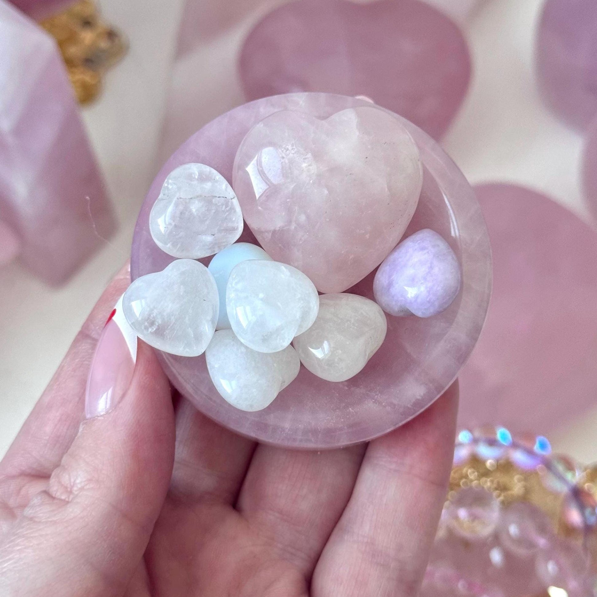 Beautiful Rose Quartz Trinket Dish | Small Rose Quartz Bowl