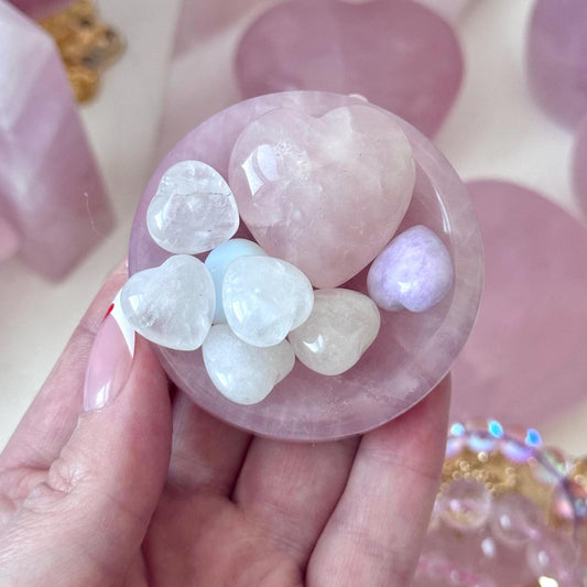 Beautiful Rose Quartz Trinket Dish | Small Rose Quartz Bowl