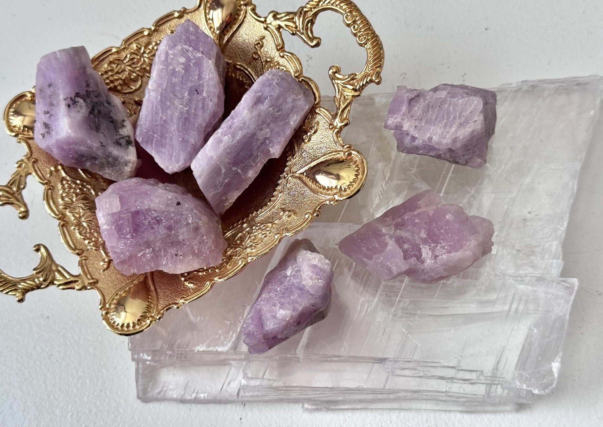 Beautiful Rough Kunzite Pieces | Intuitively Chosen Raw Kunzite