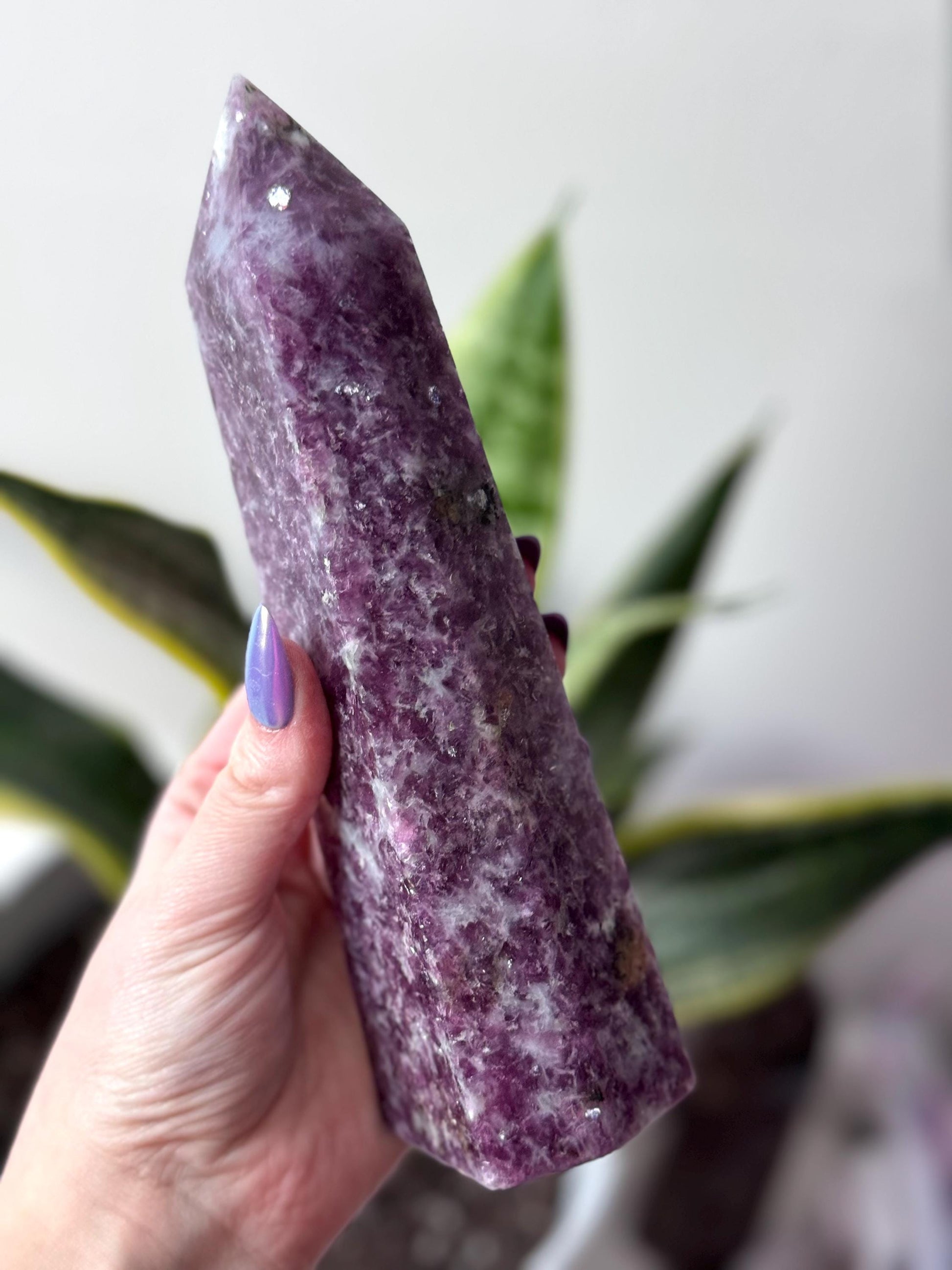 Large Lepidolite Tower 0.849kg 20cm Tall Lepidolite Obelisk