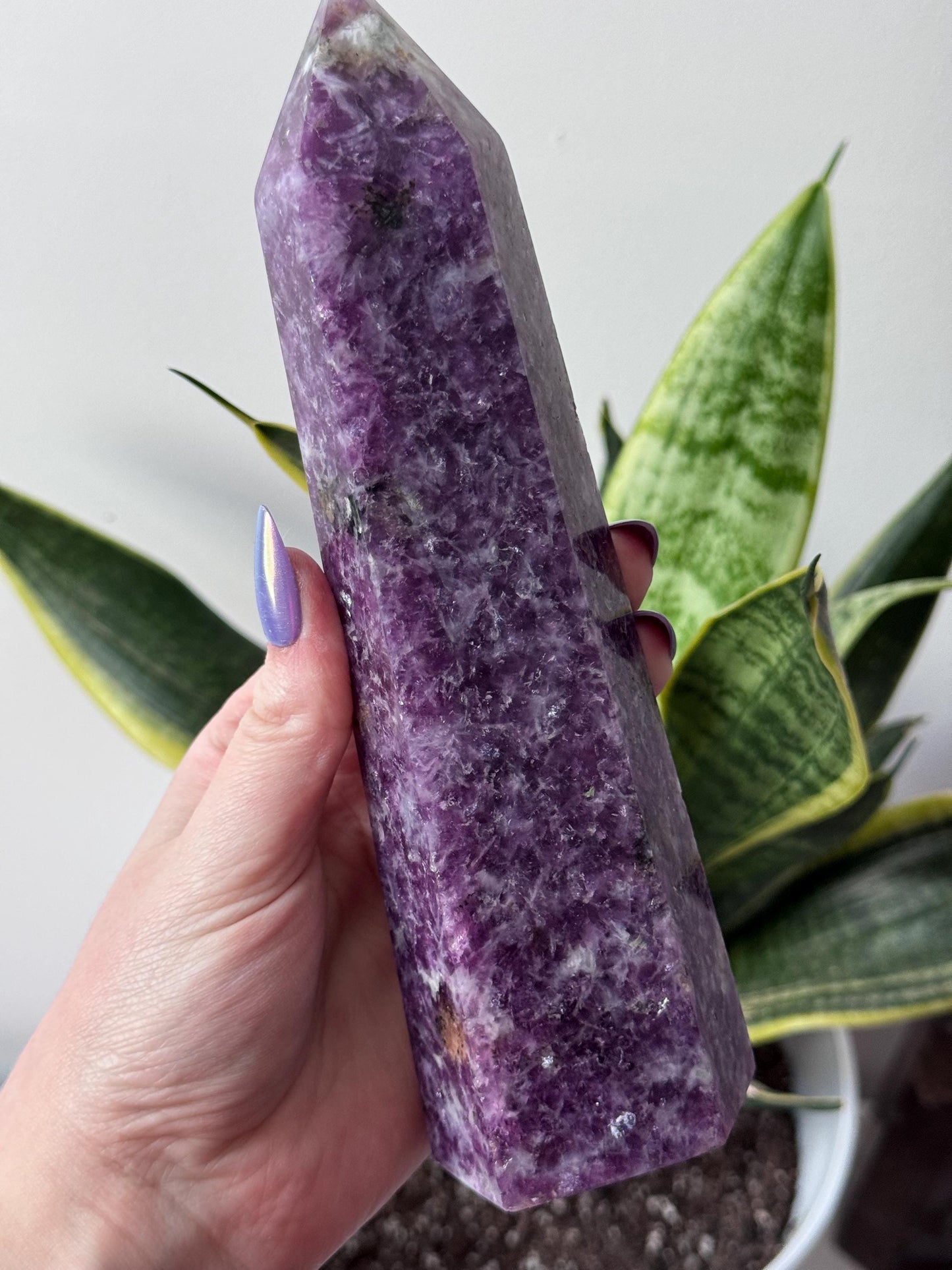 Large Lepidolite Tower 0.849kg 20cm Tall Lepidolite Obelisk
