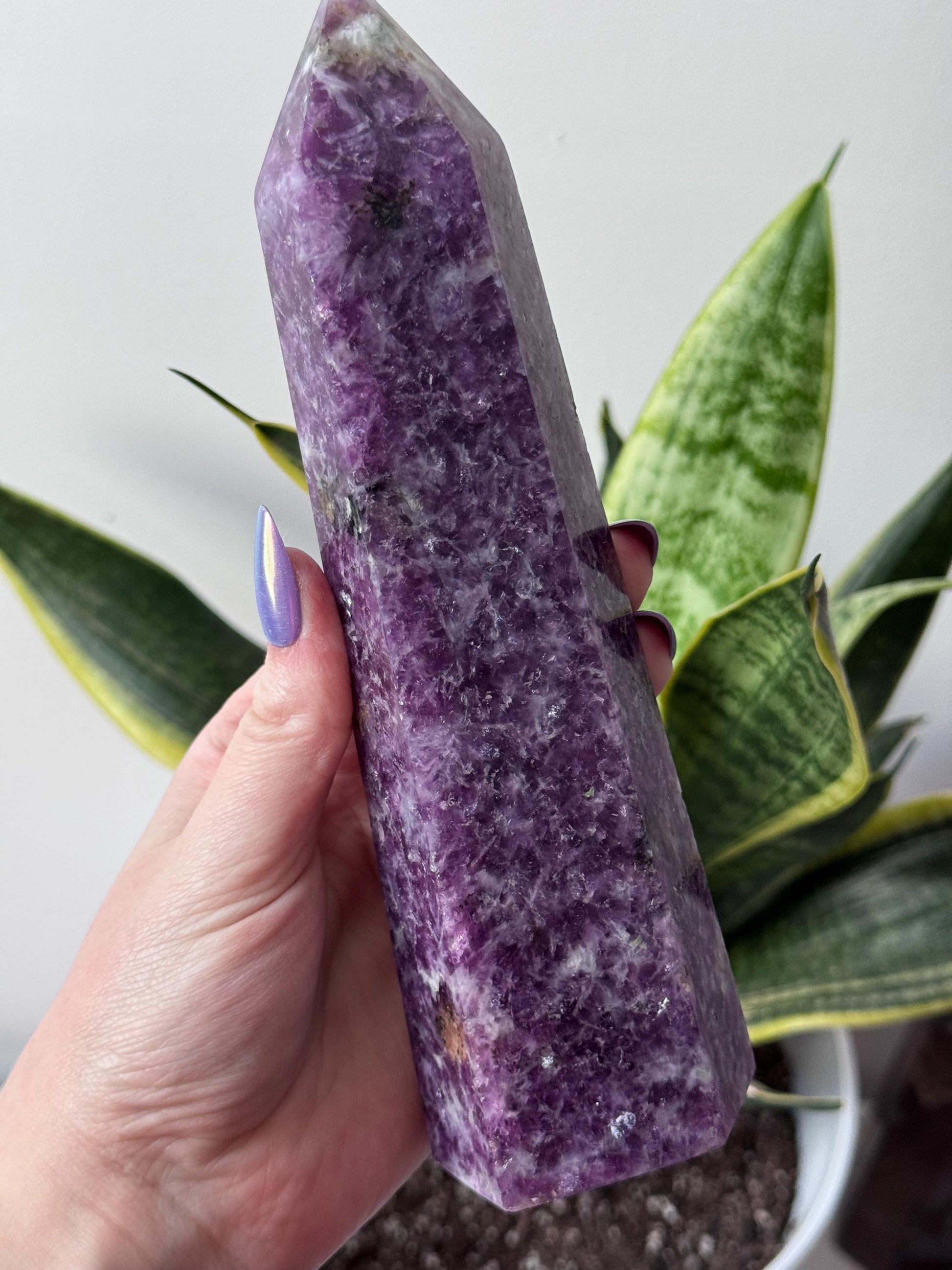 Large Lepidolite Tower 0.849kg 20cm Tall Lepidolite Obelisk