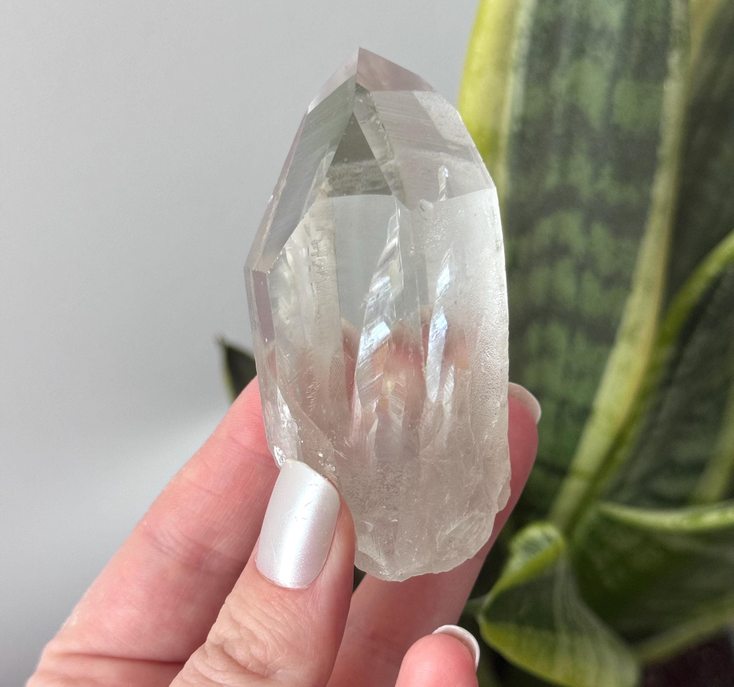 RARE Grey Lithium Lemurian Quartz Point from Brazil | Grey Phantom Inclusion Quartz