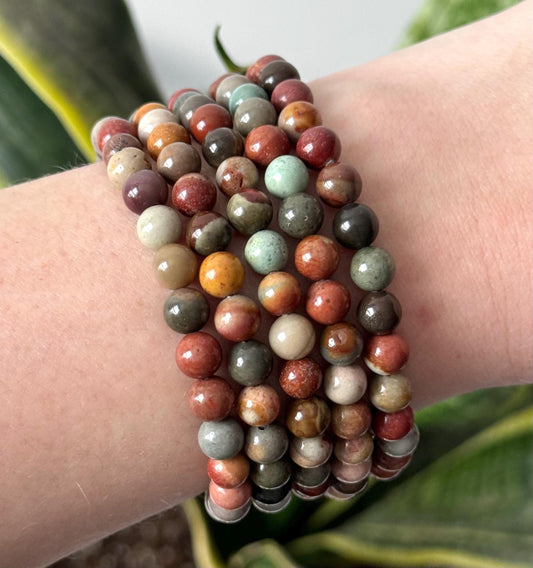 Beautiful Polychrome Jasper Bracelets 6mm Handmade